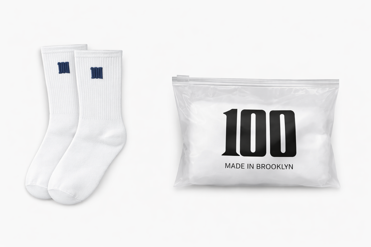 White/ Blue 100 Socks